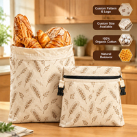 Sacs à pain réutilisables en lin et coton pur avec logo personnalisé, sacs à donuts en cire d'abeille pour pain maison et boulangerie, avec fermeture éclair