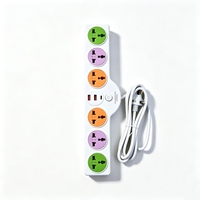 Multiprise colorée avec câble de 2 m, ports de charge Type-C et USB-A, interrupteur unique