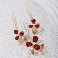 Vente en gros d'épingles à cheveux en feuille d'or faites à la main, de fourchettes à cheveux fleuries avec perles, de pinces à cheveux de mariée, de coiffes et d'accessoires capillaires vintage pour mariage