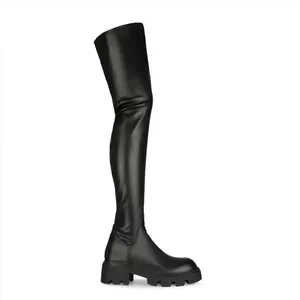 coxa de couro preto botas de salto alto Suppliers-Botas femininas sensuais da moda, botas para mulheres, couro pu, salto alto, zíper lateral