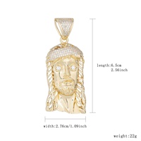 Colgante de Cabeza de Jesús de Latón Chapado en Oro de 14K Personalizado, Estilo Hip Hop, Directo de Fábrica, con Circonitas Cúbicas (CZ) Heladas, Dijes para Collar de Jesús