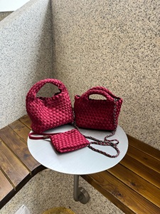 新入荷卸売カスタマイズAncoraレッドトートバッグ織りナイロンハンドバッグ女性用高級財布とハンドバッグ - Product Image 3