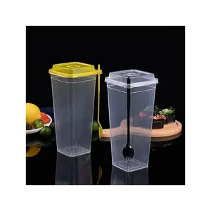 Wholesale Matt 360 ml 500 ml 700 ml Disposable drinking bubble tea cups plastic cup with lid smoothie plastic cup with lid
