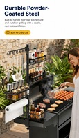 Moderner Multifunktionaler Outdoor-Grillzubehör-Aufbewahrungsständer aus Metall-Kohlenstoffstahl für Gewürze und Küchenrollen