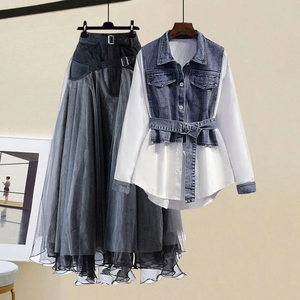 Último Diseño Vestido Camisero <span class=keywords><strong>de</strong></span> Talla Grande para Mujer, Estilo Vintage <span class=keywords><strong>con</strong></span> Costuras <span class=keywords><strong>de</strong></span> <span class=keywords><strong>Mezclilla</strong></span>, para Otoño y Primavera - Product Image 3