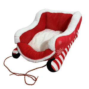 Lit pour animaux de compagnie en peluche rectangulaire Yun Festive, fausse fourrure, Noël, écologique, confortable, traîneau de vacances pour chiens, housse amovible, carton - Product Image 3