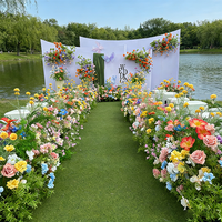 Décor floral artificiel style peinture à l'huile Monet coloré pour mariage, idéal pour les allées et les grands événements nuptiaux