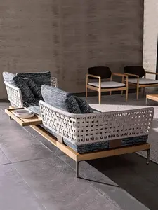 Mobili da esterno set di divani da giardino in legno di teak divano per hotel in alluminio sedie a sdraio divani da giardino in rattan