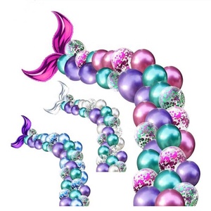 Suministros de fondo para fiesta de cumpleaños de sirena, 44 Uds., recuerdo para niños, evento de boda, fiesta, decoración de globos de fiesta de <span class=keywords><strong>sirenita</strong></span> - Product Image 1