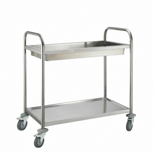 Carrito de Servicio de 3 Niveles Pequeño de Acero Inoxidable, Tubo Redondo de 0.8mm, con Ruedas Silenciosas para Cafetería - Product Image 4