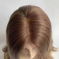 Perruque Casque Courte Casher Vierge Européenne 100% Ombrée Blonde Ondulée avec Frontal en Dentelle Suisse, Cheveux Humains de Grande Taille