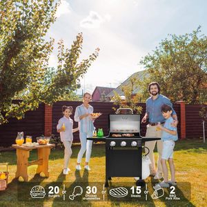 Carrito de Cocina para Exteriores, Barbacoa Móvil de 3 Quemadores a Gas, Parrilla para Picnic, Equipo de Cocina Color Negro Natural - Product Image 5
