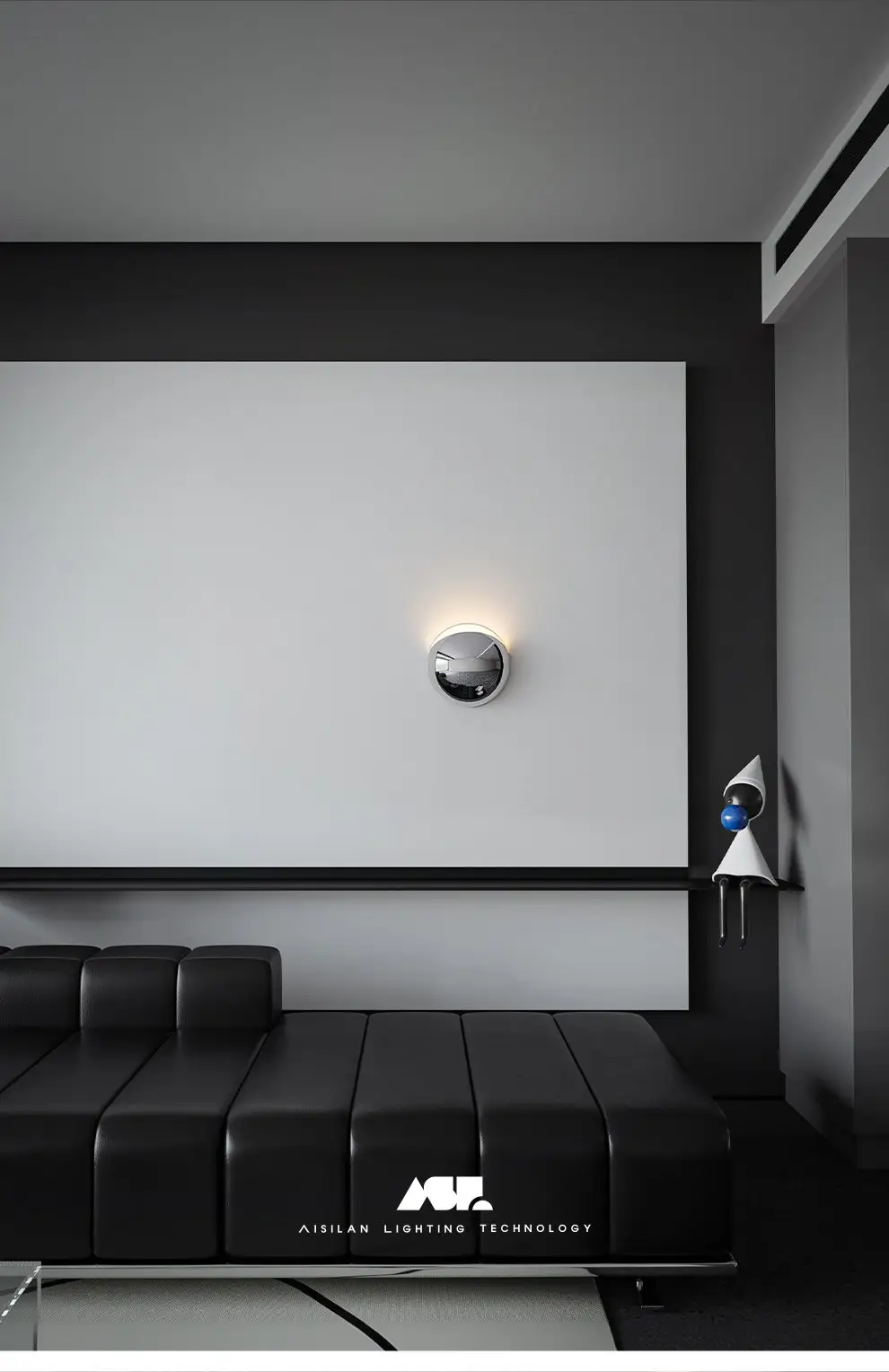 Aisilan new bauhaus ball circle chrome wall lamp iron led living room decoration