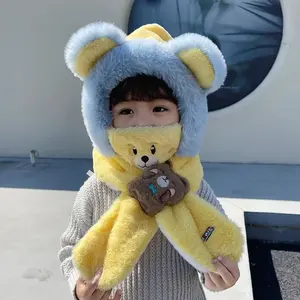 Ensemble <span class=keywords><strong>bonnet</strong></span> et écharpe pour bébé d'hiver, garçon et fille, <span class=keywords><strong>bonnet</strong></span> en velours chaud, enfants, dessin animé mignon, protection des oreilles, chapeaux d'extérieur, enfants, coupe-vent, couvre-cou - Product Image 6