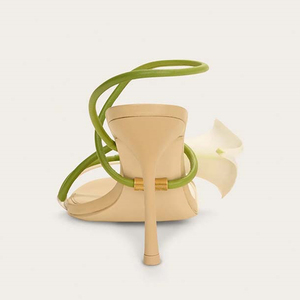 Escarpins sexy pour femme à fleurs 3D sur le devant, à talons hauts, à bout ouvert, vert, à brides croisées, style sandales à enfiler, à talon aiguille - Product Image 5