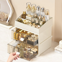Boîte de rangement pour rouges à lèvres en plastique grande capacité, style haut de gamme, étagère de bureau de luxe légère, type tiroir
