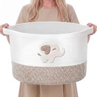 Grand panier de rangement rond tressé en corde de coton écologique, pliable, multi-usages, idéal pour les cadeaux