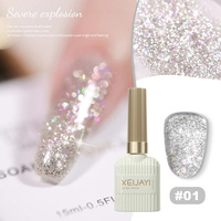 Nouveau kit de gel UV pour ongles à paillettes 24 couleurs, gel scintillant, gel soak-off, vernis à ongles longue durée, fournitures pour nail art, logo personnalisé accepté