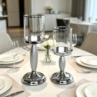 Porte-bougie Hurricane, élégant chandelier à tige haute, bougie pilier en option, taille et finition personnalisables pour table de mariage et décoration intérieure