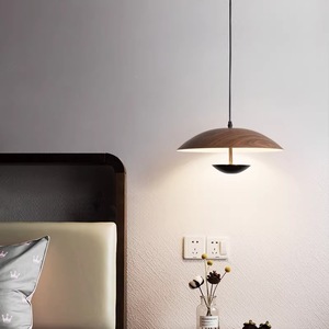 Lustre Minimaliste en Bois, Lampe Suspendue LED Blanc Froid pour Salon, 6000K CRI90, Grande Taille, IP54, Laiton et Acrylique - Product Image 5