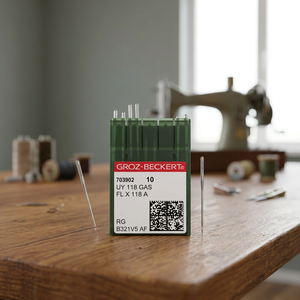 Agujas Originales Groz-Beckert UY 128 GAS SAN 10 Tamaño 60/8 de Acero para Máquinas de Coser Industriales de Puntada de Cubierta, para Tejidos de Punto Fino - Product Image 3