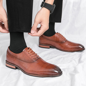 Sleek Pointed Toe Oxford Shoes <b>Men</b> Lace Up Formal <b>Dress</b> Shoes Office Wedding Wear - Product Image 3