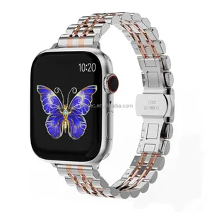 Bracelet en acier inoxydable pour femmes Apple Iwatch Ultra 2, série d'affaires 8 49 45mm, mince, boucle papillon