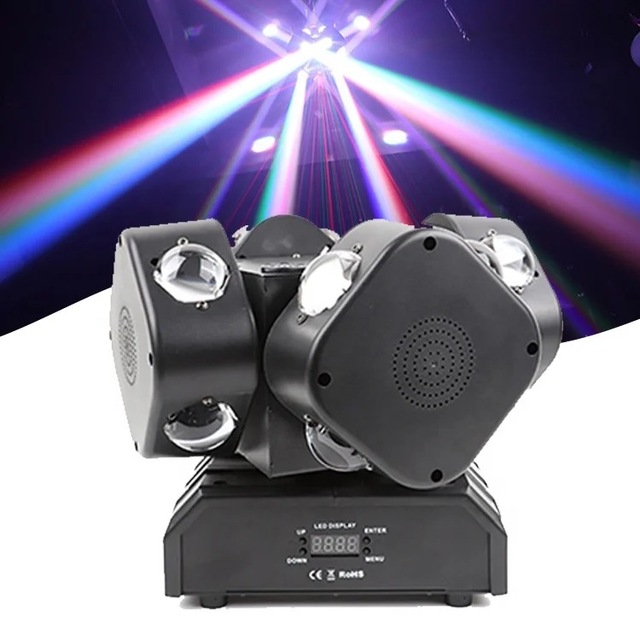 200W Indoor RGBW 4-Head Laser Light 16pcs*10W Colorful Infinite Rotating LED Moving Light for Warehouses