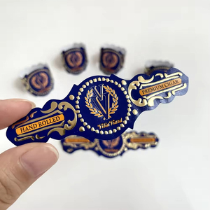 Custom <b>Logo</b> Adhesive <b>Sticker</b> Gold Foil Waterproof Cigar Band and Label for Embossing Cigars - Product Image 3