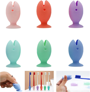 Protège-brosse à dents en silicone en forme de poisson avec base à ventouse, support autoportant, protège-têtes de voyage pour salle de bain, voyage et camping - Product Image 1