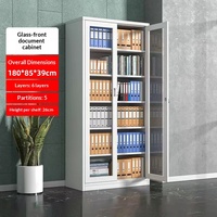 Archivador de Oficina de Acero y Vidrio con Doble Puerta, Ignífugo, Transparente, con Cerradura, Multicapa, para Documentos Financieros y Contables
