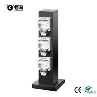 Prise électrique verticale 3 prises en acier inoxydable pour jardin, résistante aux intempéries, multi-standards, sans mise à la terre