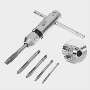 Llave de Trinquete Ajustable M3-M8 para Machuelos, con Accesorios de Roscado Extendido M5-M12 para Roscado Hacia Adelante y Hacia Atrás - Product Image 1