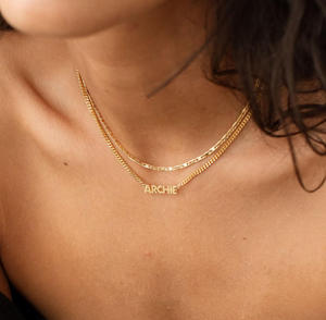 Collana con Nome Personalizzata alla Moda, Catena a Maglia con Piccolo Ciondolo Iniziale, Collana in Acciaio Inossidabile con Lettera Personalizzata e Cuore o Stella - Product Image 4