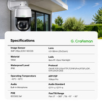 Caméra de sécurité PTZ IP POE G.Craftsman GX-PM3X20D-M6S 6MP avec zoom optique réel 20X, vision de jour 800M, vision de nuit 100M