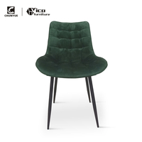 Chaises de salle à manger rembourrées de style nordique en velours vert antique