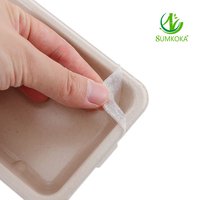 Plateau plat en bagasse de canne à sucre non blanchie SUMKOKA 6,2*3,6 pouces, résistant à la graisse, jetable, en fibre de bagasse, pour la restauration