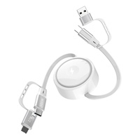 Câble de charge rapide rétractable 100W pour ordinateur de bureau avec chargeur magnétique sans fil pour montre connectée, cinq en un, câble de données pour téléphone et tablette