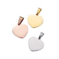 15 mm Acier Inoxydable Coeur Pendentif PVD Plaqué Or Charme Étanche pour Collier Bracelet Fabrication Rose Or Couleur Diamant Perle