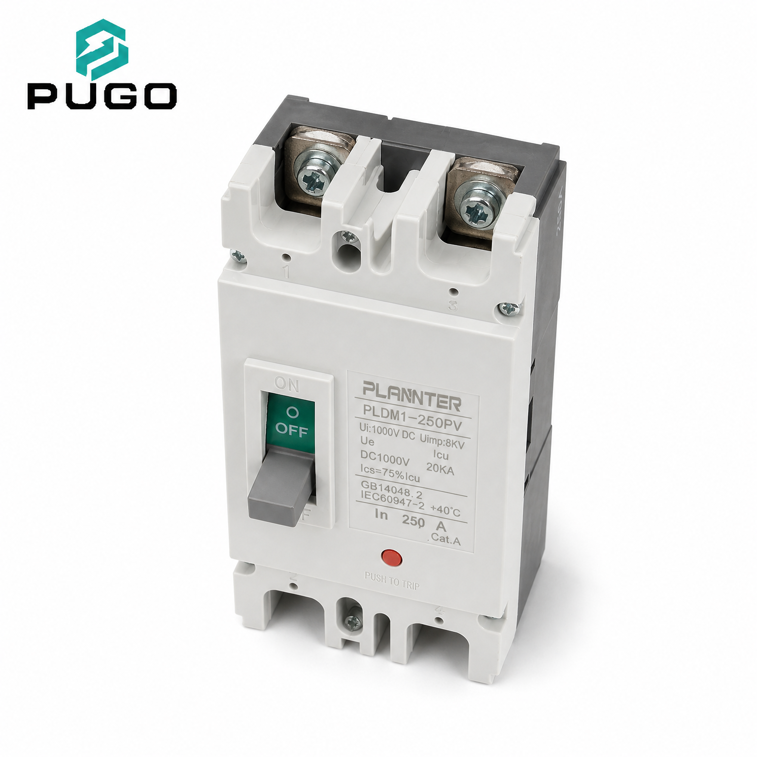 Moulded Case Circuit Breaker 2P DC1000V 250A 20kA Solar PV Thermal-Magnetic MCCB PUGO PLDM1-250PV · image 5