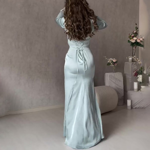 Abaya Y8 per Donne Mediorientali con Nastro Plissettato e Maniche Lunghe Scintillanti, Abito da Sera Turco Fatto a Mano alla Moda - Product Image 3