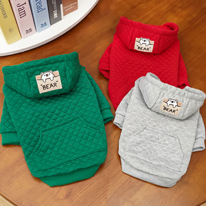 เสื้อฮู้ดสำหรับสัตว์เลี้ยงสำหรับสุนัขและแมว ลายสัตว์น่ารัก โพลีเอสเตอร์ ใส่ได้ทุกฤดูกาล มีสีเขียว แดง เทา - Product Image 3