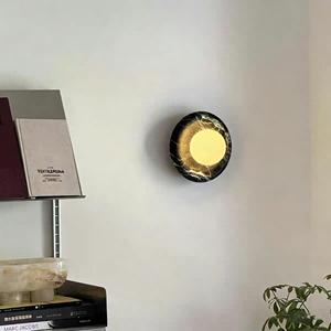 Lampada <span class=keywords><strong>da</strong></span> <span class=keywords><strong>Parete</strong></span> Moderna Minimalista Rotonda in Marmo Verde con Globo in Vetro Smerigliato Bianco per Camera <span class=keywords><strong>da</strong></span> Letto, Soggiorno, Corridoio - Product Image 4