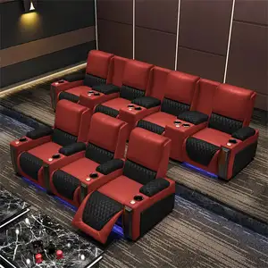 Custom Home Theater Sofa Leather Reclining Seat Theater Power VIP Seats Electric Recliner Chair