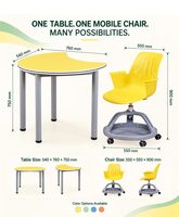 Bureau et chaise de maternelle en plastique, pieds en acier, multicolores, bords arrondis, sécurité, vente en gros, mobilier pour enfants, durable
