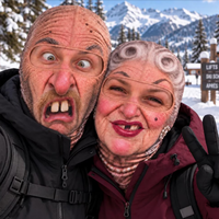 Masque facial HLC pour couple âgé, cagoule amusante pour grand-mère et grand-père, masque de ski fantaisie, cadeau pour couples pour les sorties de ski, cadeau de Noël amusant pour le snowboard