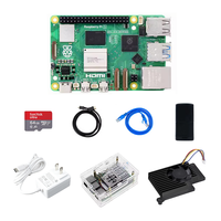 Kit de démarrage Raspberry Pi 5 4 Go 8 Go d'origine, alimentation dédiée, montage standard, coque en acrylique transparente + radiateur actif