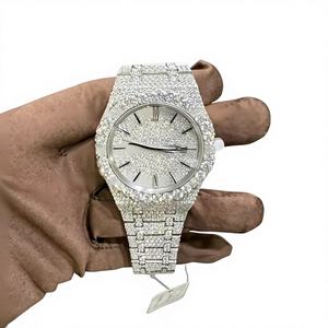 Reloj de Cuarzo para Hombre con Esfera Redonda, Moissanita y Caja de Acero Inoxidable, Resistente al Agua 10 Bar, Cierre de Pulsera, Regalo - Product Image 1