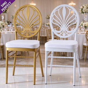 Sillas funerarias Louis personalizadas de metal negro con respaldo redondo, asiento acolchado de PU, apilables, para banquetes, hoteles, restaurantes, bodas y fiestas. - Product Image 5