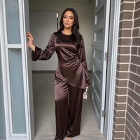 Vêtements islamiques élégants et modestes Sharut, Abaya pour femmes musulmanes, tunique en satin lourd, chemisier et pantalon, ensemble deux pièces